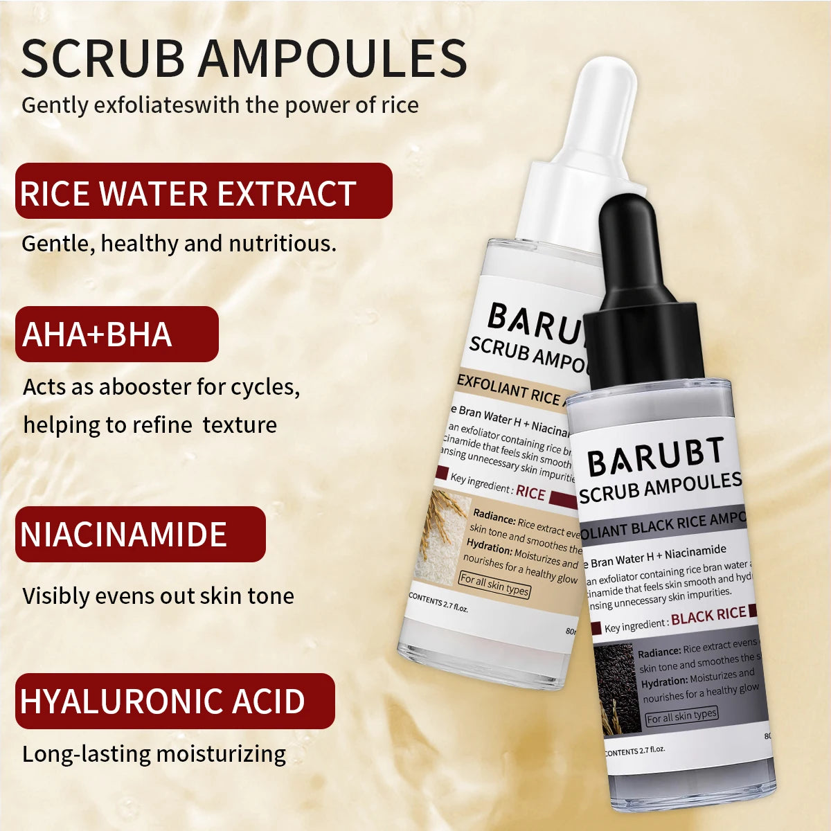 BARUBT™ Gentle Rice Exfoliating Ampoule – Brightening & Glow Essence